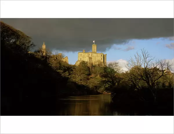 Warkworth castle and river Coquet, near Amble, Northumberland, England
