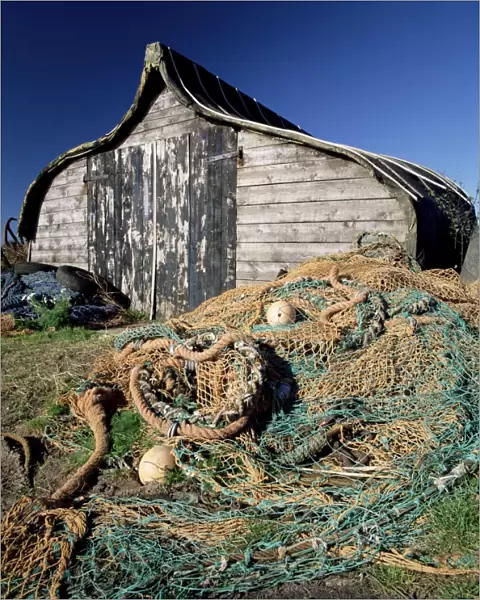 Fishermans hut, Lindisfarne (Holy Island), Northumberland, England