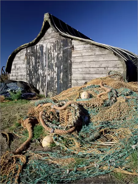 Fishermans hut, Lindisfarne (Holy Island), Northumberland, England