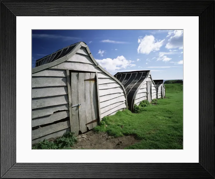 Framed Print : Fishermens huts, Lindisfarne, Holy Island, Northumberland, England Framed Print : Fishermens huts, Lindisfarne, Holy Island, Northumberland, England
