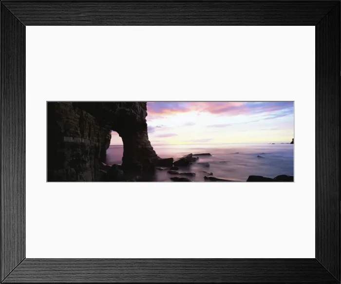 Framed Print : Dawn view over North Sea from beach at Marsden Bay, showing natural rock arch in Marsden Rock Framed Print : Dawn view over North Sea from beach at Marsden Bay, showing natural rock arch in Marsden Rock