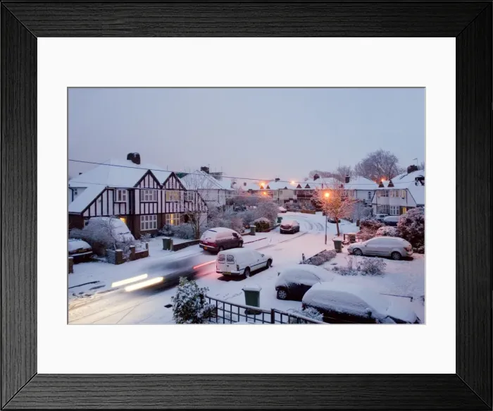 Framed Print : Snowy street scene, Surrey, Greater London, England, United Kingdom, Europe Framed Print : Snowy street scene, Surrey, Greater London, England, United Kingdom, Europe
