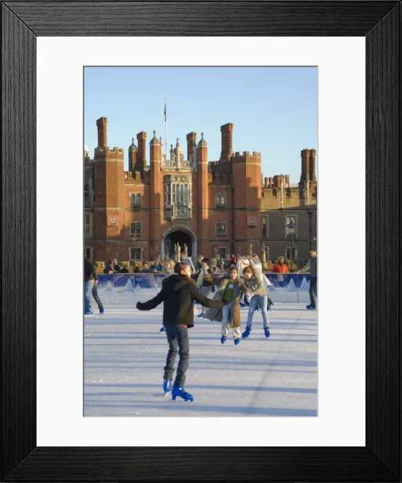 Framed Print : Ice skating rink in winter, Hampton Court, London, England, United Kingdom, Europe Framed Print : Ice skating rink in winter, Hampton Court, London, England, United Kingdom, Europe