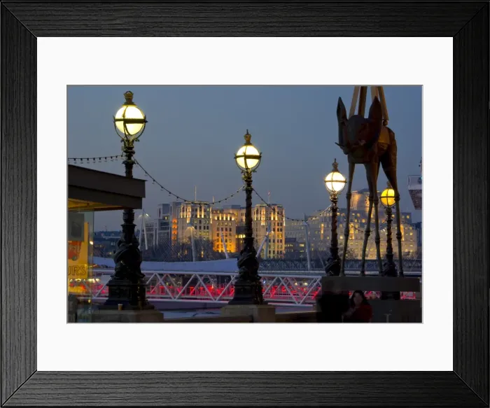 Framed Print : Embankment with Dali sculpture at dusk, London, England, United Kingdom, Europe Framed Print : Embankment with Dali sculpture at dusk, London, England, United Kingdom, Europe