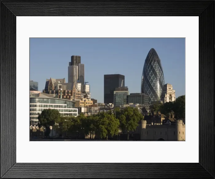Framed Print : City of London skyline, 30 St. Mary Axe building on the right, London, England Framed Print : City of London skyline, 30 St. Mary Axe building on the right, London, England