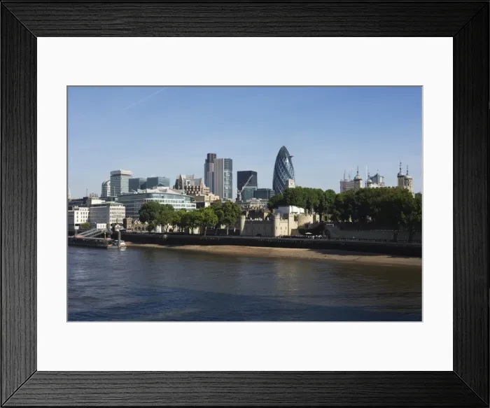 Framed Print : City of London financial district seen from the River Thames, London, England Framed Print : City of London financial district seen from the River Thames, London, England