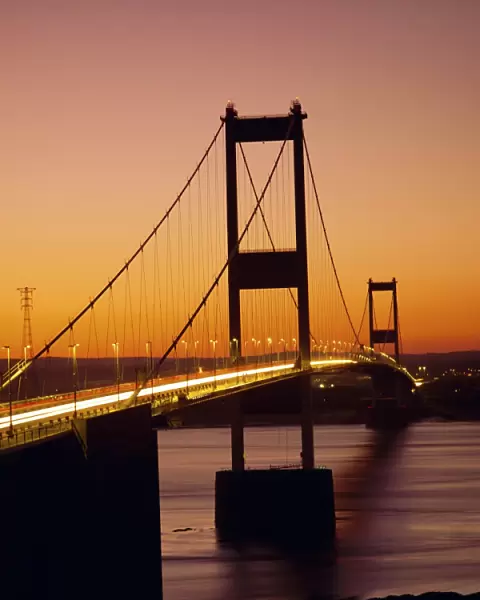 The Severn Bridge at sunset, England, UK