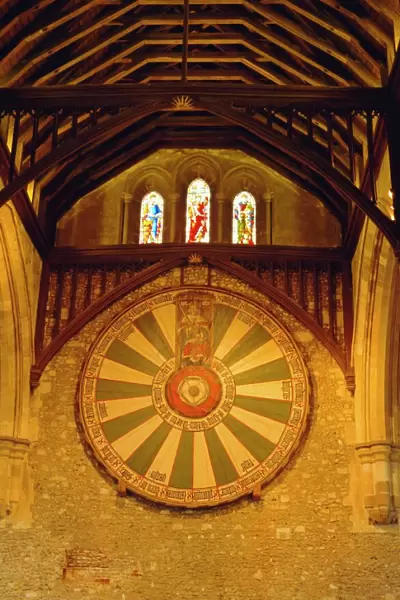 King Arthurs Round Table hanging in the Great Hall, Winchester, England