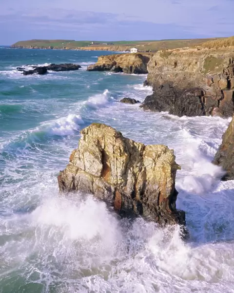 Rocks and sea at Gwithian, Cornwall, England