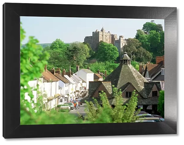 Village and castle, Dunster, Somerset, England, United Kingdom, Europe