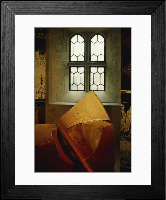 Framed Print : Axe and block in the Tower of London, London, England, United Kingdom, Europe Framed Print : Axe and block in the Tower of London, London, England, United Kingdom, Europe