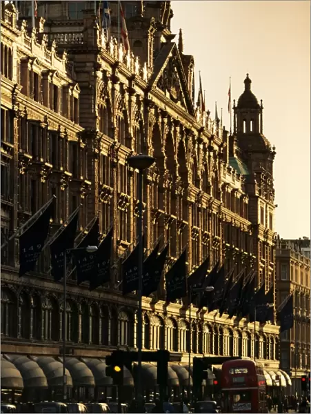 Harrods department store in the evening, Knightsbridge, London, England