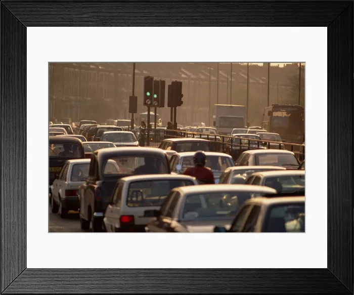 Framed Print : Traffic jam at dusk, London, England, United Kingdom, Europe Framed Print : Traffic jam at dusk, London, England, United Kingdom, Europe