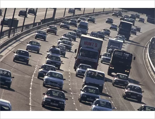 Traffic on the M25 motorway in England, United Kingdom, Europe