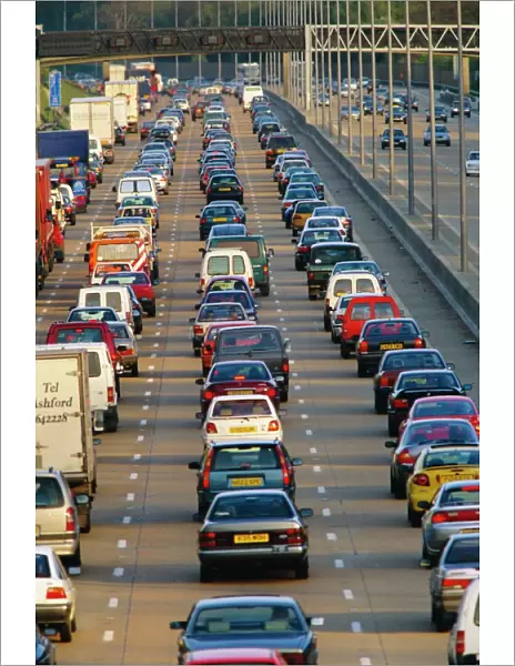 Traffic jam on the M25 Motorway near London, England, UK