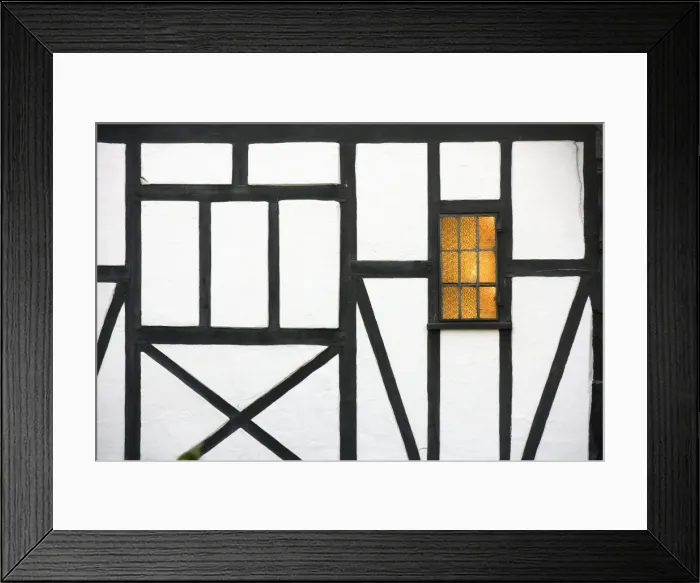 Framed Print : Old timber framed house with light in window, Chilham, Kent, England, United Kingdom