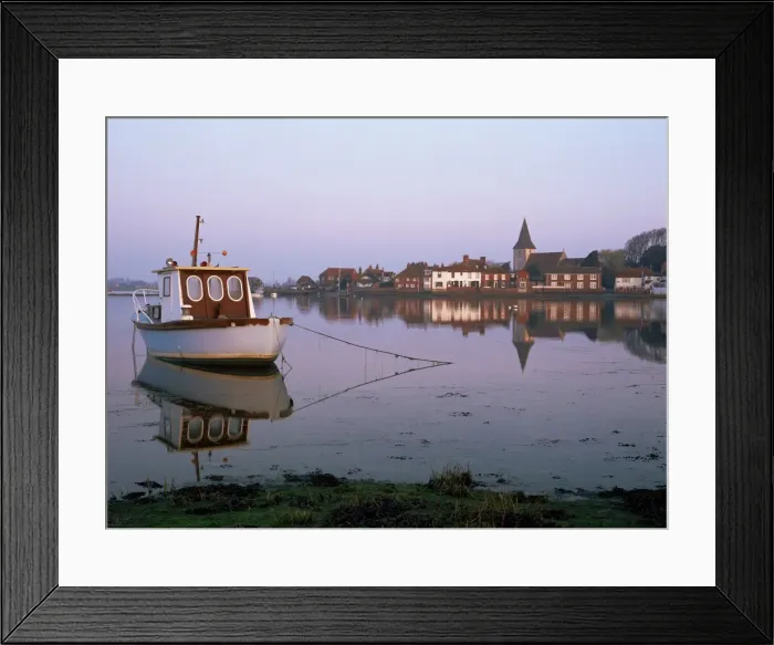 Framed Print : Boat moored in tidal creek, Bosham village, West Sussex, England, United Kingdom, Europe Framed Print : Boat moored in tidal creek, Bosham village, West Sussex, England, United Kingdom, Europe