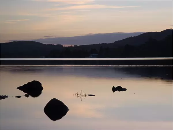 Sunset on Coniston Water in autumn, Coniston, Lake District National Park
