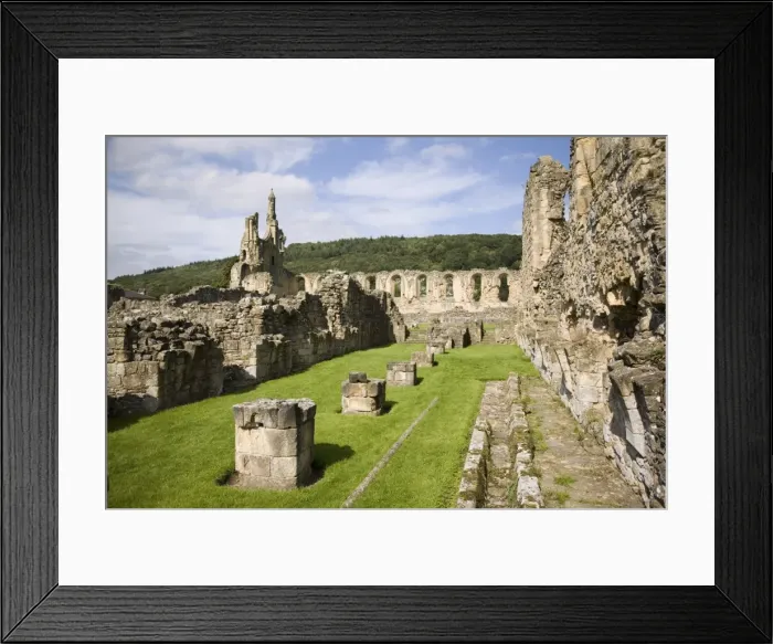 Framed Print : Ruins of the 12th century Cistercian Byland Abbey, destroyed by Scottish army in Battle of Byland 1322, when Edward ll was defeated, Coxwold, North York Moors National Park, Yorkshire, England, United Framed Print : Ruins of the 12th century Cistercian Byland Abbey, destroyed by Scottish army in Battle of Byland 1322, when Edward ll was defeated, Coxwold, North York Moors National Park, Yorkshire, England, United