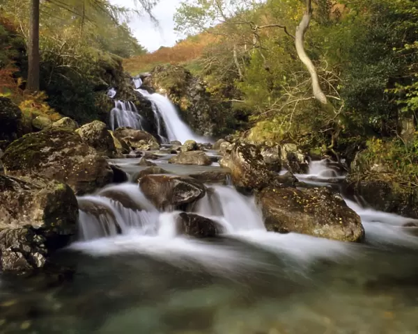 Waterfall, Mosedale Beck, Wastwater, Lake District, Cumbria, England, UK, Europe