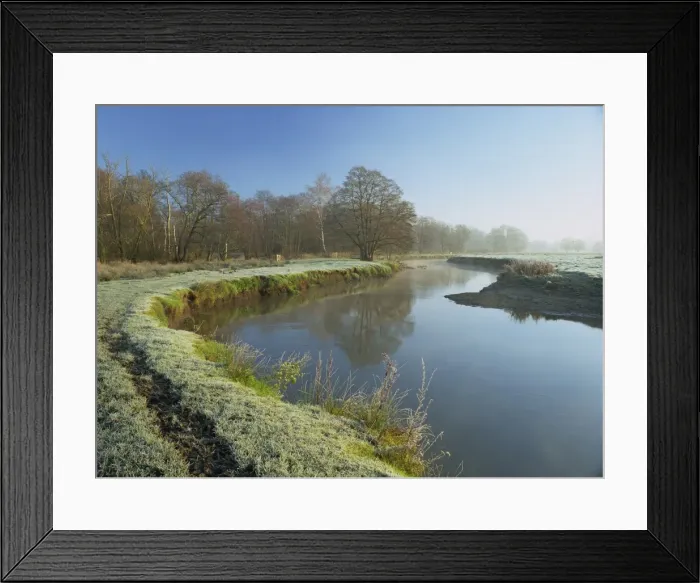 Framed Print : The River Wey at Thundery Meadows, a frosty morning on Surrey Wildlife Trusts wetland reserve Framed Print : The River Wey at Thundery Meadows, a frosty morning on Surrey Wildlife Trusts wetland reserve