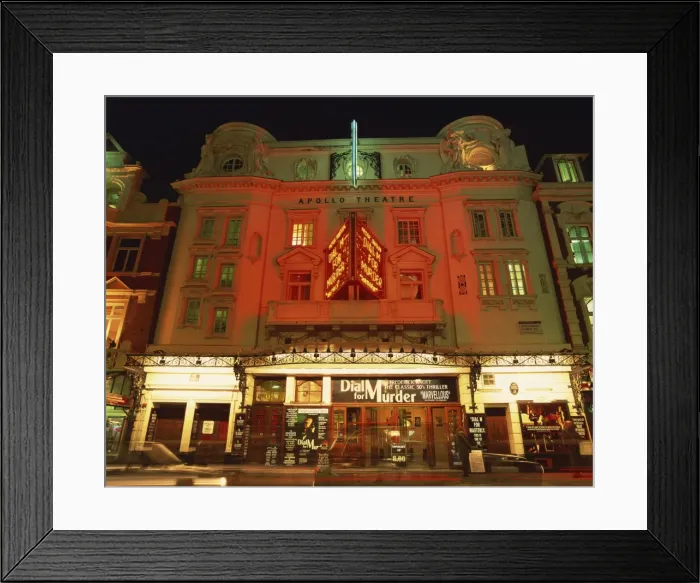 Framed Print : Exterior of the Apollo Theatre illuminated at night, Shaftesbury Avenue Framed Print : Exterior of the Apollo Theatre illuminated at night, Shaftesbury Avenue