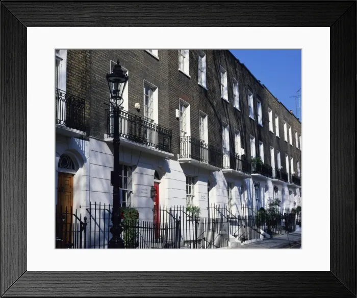 Framed Print : Exterior of Georgian terraced houses, Knightsbridge, London, England, United Kingdom Framed Print : Exterior of Georgian terraced houses, Knightsbridge, London, England, United Kingdom