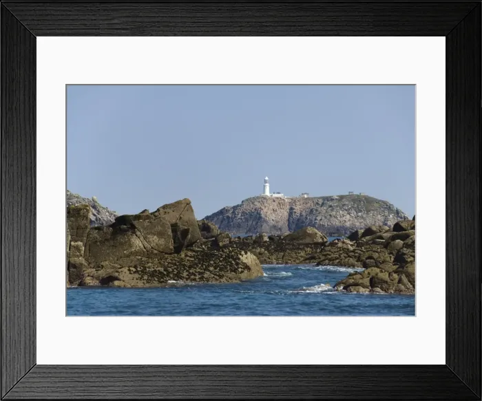 Framed Print : Lightouse on Round Island, Isles of Scilly, off Cornwall, United Kingdom, Europe