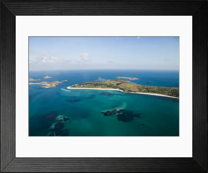 Framed Print : Aerial shot of St. Martins, Isles of Scilly, off Cornwall, United Kingdom, Europe Framed Print : Aerial shot of St. Martins, Isles of Scilly, off Cornwall, United Kingdom, Europe