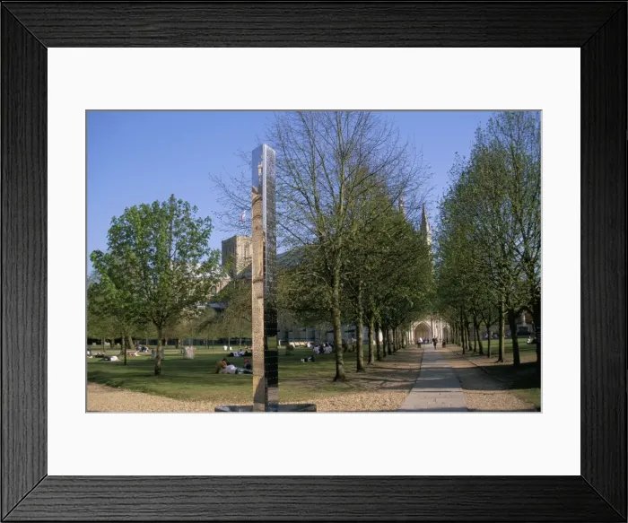 Framed Print : Luminous Motion sculpture near cathedral, Winchester, Hampshire, England Framed Print : Luminous Motion sculpture near cathedral, Winchester, Hampshire, England