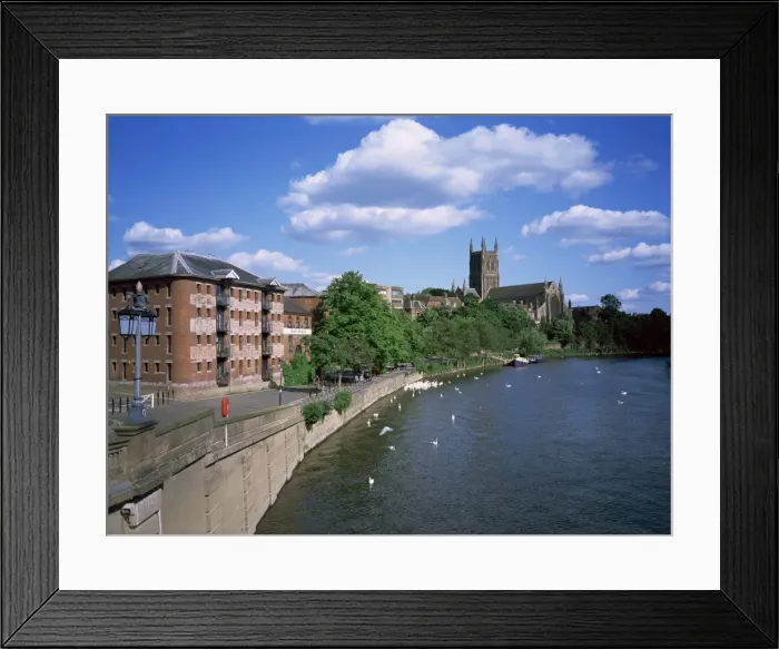 Framed Print : South Quay, cathedral and River Severn, Worcester, Hereford and Worcester Framed Print : South Quay, cathedral and River Severn, Worcester, Hereford and Worcester