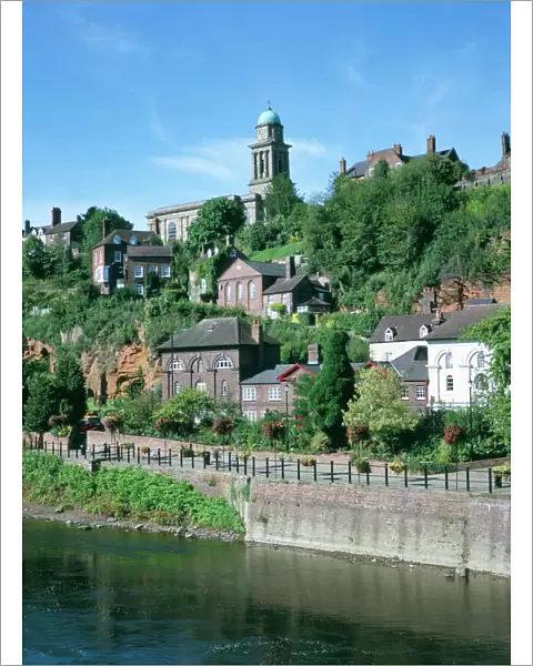 St. Marys church and town from the River Severn, Bridgnorth, Shropshire