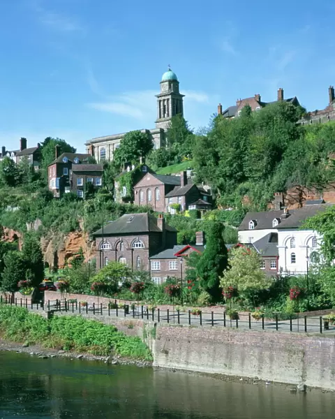 St. Marys church and town from the River Severn, Bridgnorth, Shropshire