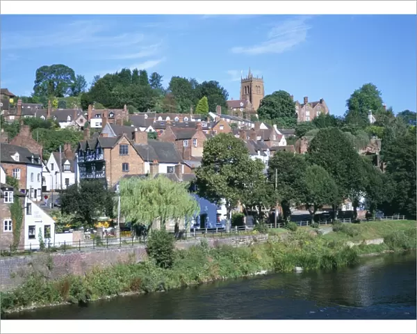 St. Leonards church and town from the River Severn, Bridgnorth, Shropshire