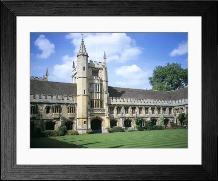Framed Print : Founders Tower from Cloister Quadrangle, Magdalen College, Oxford, Oxfordshire