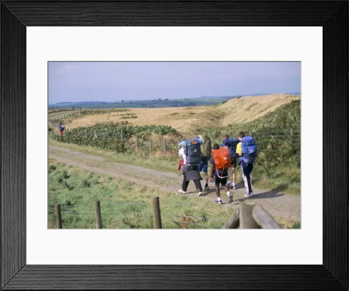 Framed Print : Walkers on Offas Dyke, Llanfair Hill, Shropshire, England, United Kingdom, Europe Framed Print : Walkers on Offas Dyke, Llanfair Hill, Shropshire, England, United Kingdom, Europe
