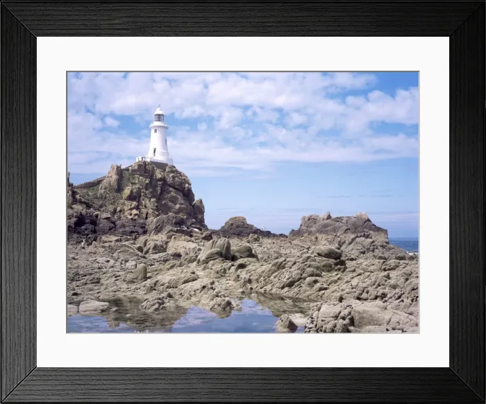 Framed Print : Lighthouse from the causeway at low tide, Corbiere, St. Brelade, Jersey Framed Print : Lighthouse from the causeway at low tide, Corbiere, St. Brelade, Jersey
