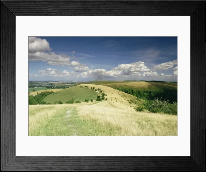 Framed Print : Landscape with clouds, Win Green, Wiltshire, England, United Kingdom, Europe Framed Print : Landscape with clouds, Win Green, Wiltshire, England, United Kingdom, Europe