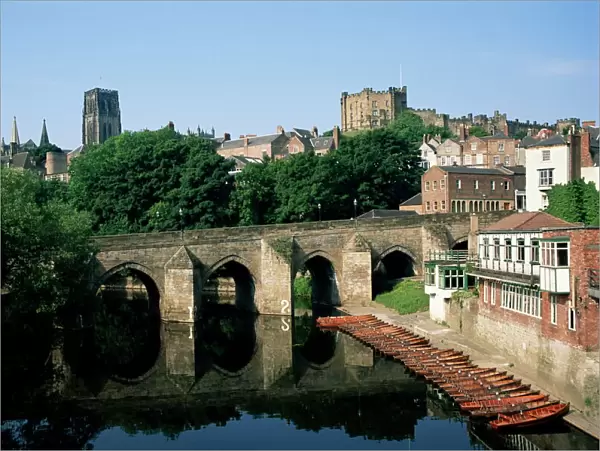 Durham centre and Elvet Bridge, Durham, County Durham, England, United Kingdom, Europe