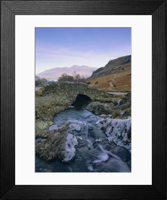 Framed Print : Ashness Bridge and frozen beck, Lake District National Park, Cumbria, England, UK, Europe Framed Print : Ashness Bridge and frozen beck, Lake District National Park, Cumbria, England, UK, Europe