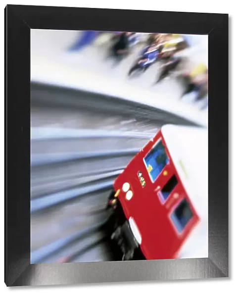 Blurred motion of underground train leaving station, London, England, United Kingdom