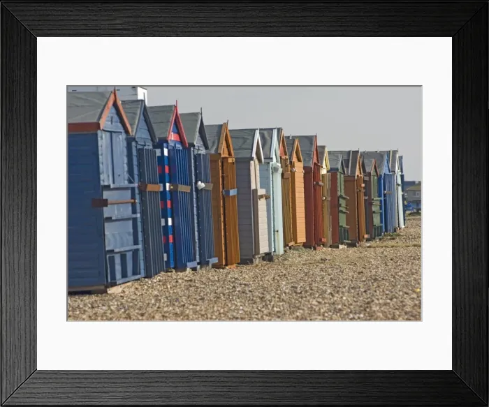 Framed Print : Beach huts locked up for winter, Hayling Island, Hampshire, England, United Kingdom Framed Print : Beach huts locked up for winter, Hayling Island, Hampshire, England, United Kingdom