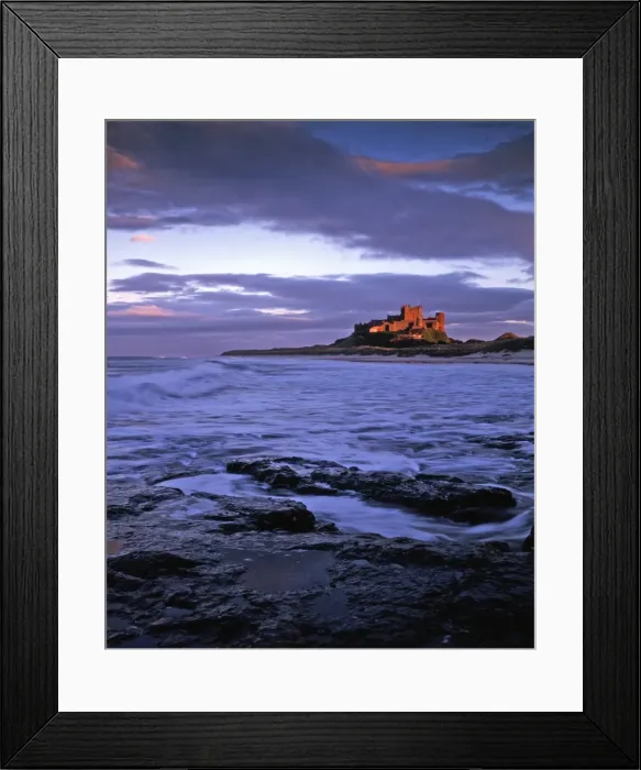 Framed Print : Bamburgh Castle at dusk, Northumberland, England