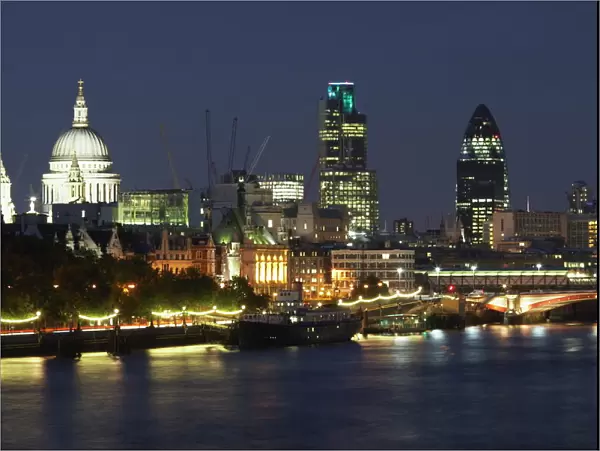 St. Pauls Cathedral and the City of London viewed from Waterloo Bridge