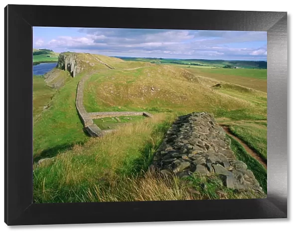 Hadrians Wall, towards Crag Lough, Northumberland England, UK
