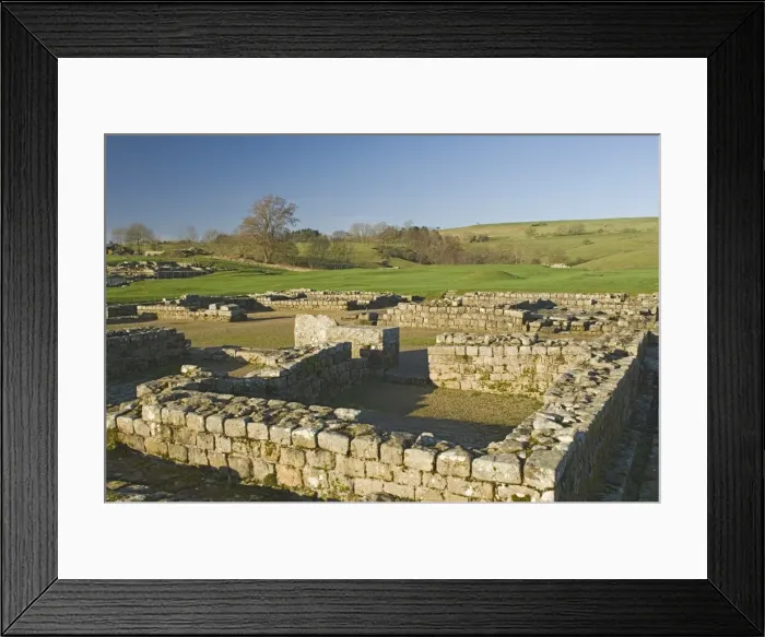 Framed Print : Headquarters building, Roman settlement and fort at Vindolanda, Roman Wall south Framed Print : Headquarters building, Roman settlement and fort at Vindolanda, Roman Wall south