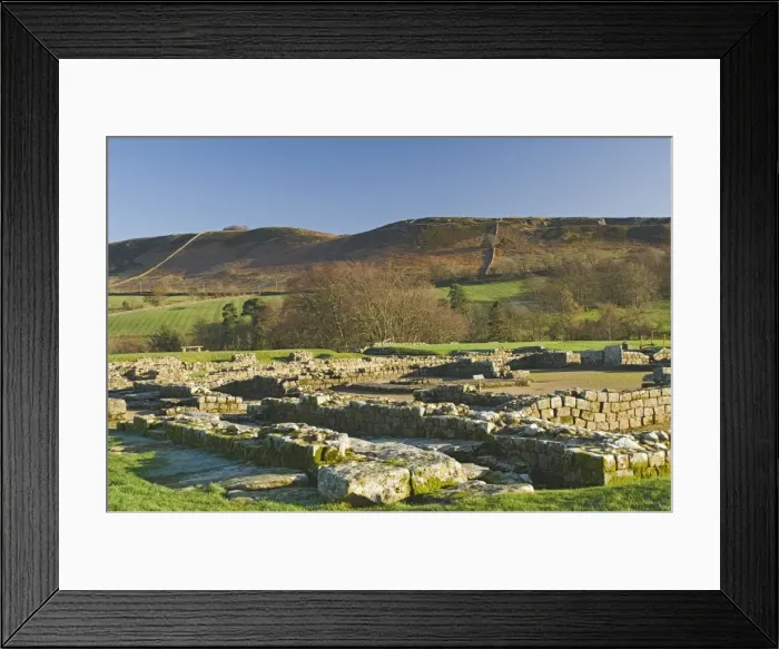 Framed Print : Headquarters building showing courtyard and well, Roman settlement and fort at Vindolanda Framed Print : Headquarters building showing courtyard and well, Roman settlement and fort at Vindolanda