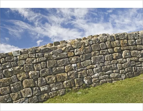 A portion of original Hadrians Wall, chisel marks visible on some stones