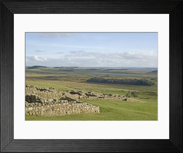 Framed Print : Looking south from Housesteads Roman Fort to Grindon Lough, Hadrians Wall Framed Print : Looking south from Housesteads Roman Fort to Grindon Lough, Hadrians Wall