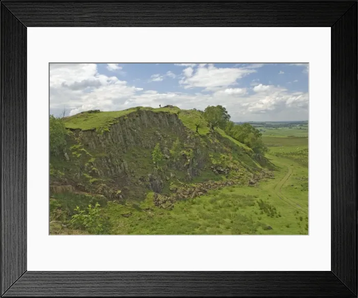 Framed Print : Walltown Crags, walker on the skyline at Turret 45b, Hadrians Wall, Northumbria Framed Print : Walltown Crags, walker on the skyline at Turret 45b, Hadrians Wall, Northumbria